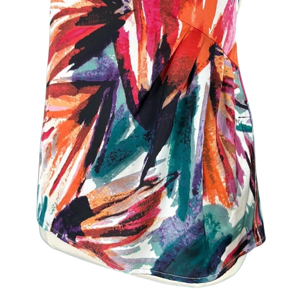 Ann Taylor Floral Watercolor Print Artsy Dressy Boho Tie Back Sleeveless Blouse - Picture 15 of 16